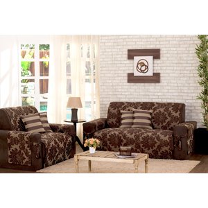 Protetor De Sofa Jacquard 02 E 03 Lugares Com Almofadas Marrom