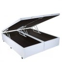 Ver imagem 1 de Cama Box King Size Com Baú Pistão A gás Top Sintético Branco Bipartido - 193x203