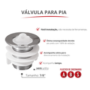 Ver imagem 2 de Válvula para Pia Cromada sem Unho V2 Tamanho 7/8'' Durín