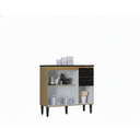 Ver imagem 2 de Balcão 3 Portas e 2 Gavetas Cozinha Armário Compacto 90cm Isadora - Damasco/Preto
