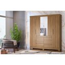 Ver imagem 5 de Guarda Roupa Casal 4 Portas e 6 Gavetas C/ Espelho Cádis Amêndola/off White - Demóbile