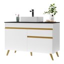 Ver imagem 1 de Gabinete Banheiro 2 Portas e 1 Gaveta Retrô 120cm Multimóveis V5025 Branco