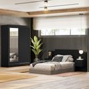 Ver imagem 1 de Conjunto Quarto com Guarda-Roupa 2 Portas de Correr e Cabeceira Prius Espresso Móveis