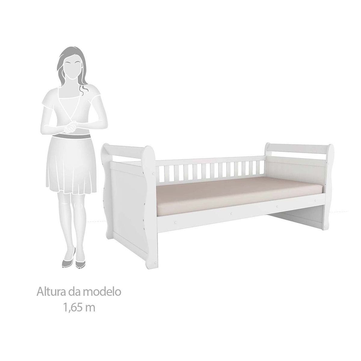 Cama Infantil Maria com Cabeceira e Grades Móveis Peroba - Branco - 5