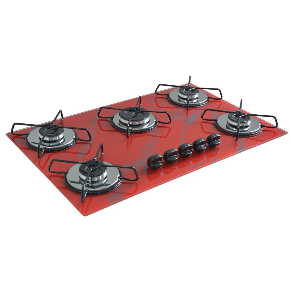 Cooktop 5bocas Ultra Chama 127/220v Marmo Vermelho - 2