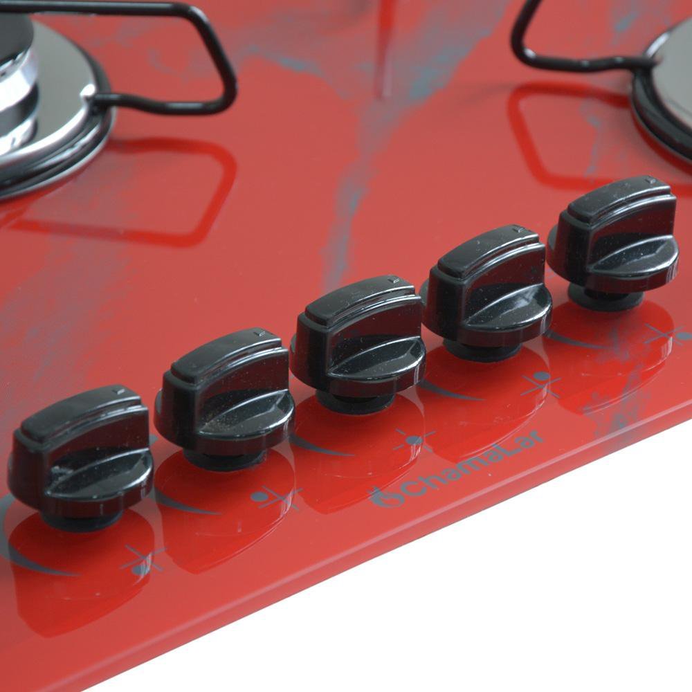 Cooktop 5bocas Ultra Chama 127/220v Marmo Vermelho - 3