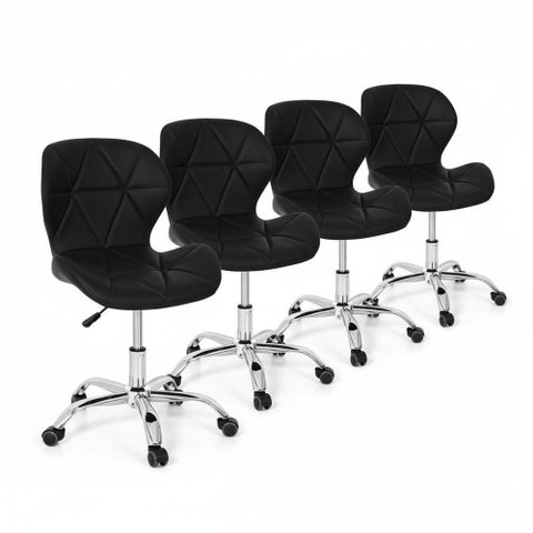 Conjunto 4 Cadeiras Office Eiffel Slim Giratória Ajustável Preta