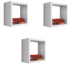 Kit 3 Nicho Decorativo 30X30X15 cm Branco Em Mdf - 1