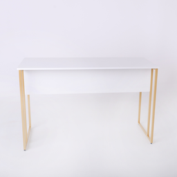 Mesa Escrivaninha para Escritorio Estilo Industrial Metal Dourado Mdf Branco - 2