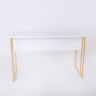 Mesa Escrivaninha para Escritorio Estilo Industrial Metal Dourado Mdf Branco - 2