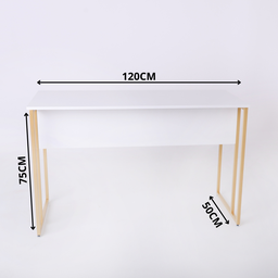 Mesa Escrivaninha para Escritorio Estilo Industrial Metal Dourado Mdf Branco - 7