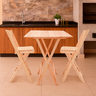 Bistro com 2 Banquetas para Bar Dobrável de Madeira Ismalu: Natural - 1