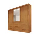 Ver imagem 1 de Guarda-roupa casal 3 portas espelho 9 gavetas 2,11m - Turim-Nature - Bianchi Móveis