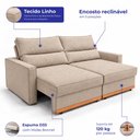 Ver imagem 3 de Sofá Retrátil e Reclinável 1,75m Toronto com Espuma D33 Linho Bege Claro Cama Inbox