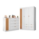 Ver imagem 4 de Quarto de Bebê com Roupeiro e Cômoda Sapateira Ayla Branco Acetinado Phoenix Baby