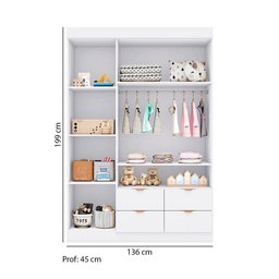 Quarto de Bebê com Roupeiro e Cômoda Sapateira Ayla Branco Acetinado Phoenix Baby - 2