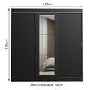Ver imagem 3 de Guarda-roupa Casal Madesa Kansas 3 Portas de Correr com Espelho 3 Gavetas