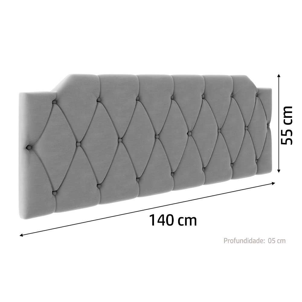 Painel Cabeceira Kelly Cama Casal 1,40 Estofada Suspensa:cinza - 3