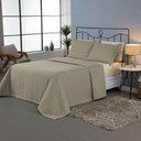 Ver imagem 5 de Kit Cobre Leito Colcha Unique Casal Queen 3 Peças Matelado Percal 300 Fios - Cáqui