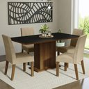 Ver imagem 1 de Conjunto Sala de Jantar Mesa Tampo de Madeira 4 Cadeiras Rustic/preto/imperial Keila Madesa