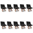 Ver imagem 1 de Kit 10 Cadeiras Estofadas Giratória para Sala de Jantar Lia Suede Preto - Ibiza