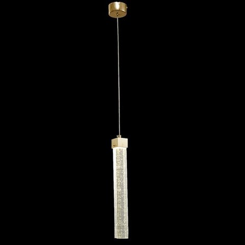 Pendente Cristal Dourado Retangular Bolhas LED 7W 30cm PARIS LUZ