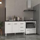 Ver imagem 3 de Balcão Armário Gabinete Bruna 118 Cm Branco com Tampo Preto e Balcão Evelyn para Cooktop 5 Bocas
