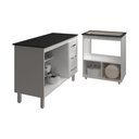 Ver imagem 5 de Balcão Armário Gabinete Bruna 118 Cm Branco com Tampo Preto e Balcão Evelyn para Cooktop 5 Bocas