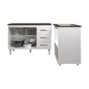 Ver imagem 4 de Balcão Armário Gabinete Bruna 118 Cm Branco com Tampo Preto e Balcão Evelyn para Cooktop 5 Bocas
