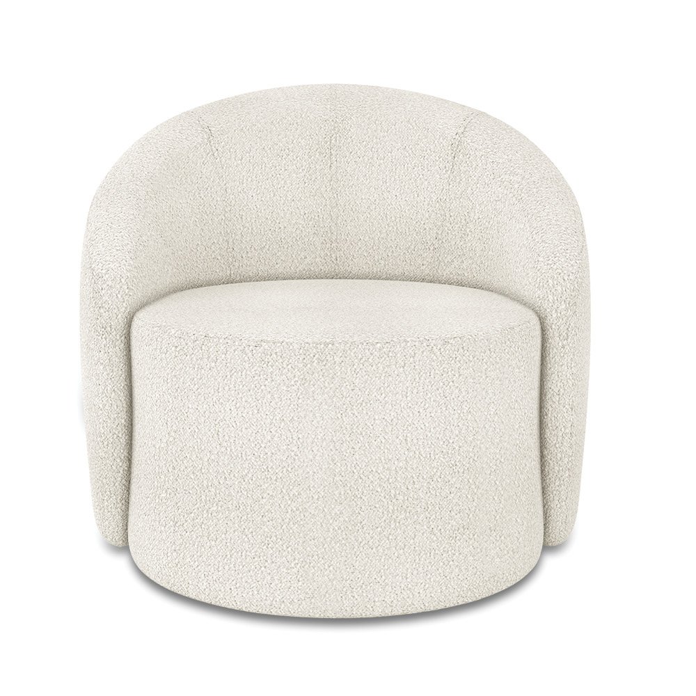 Poltrona Decorativa Orgânica Giratória Lua Bouclê Off White D03 - D'rossi - 5