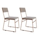 Ver imagem 1 de Kit 2 Cadeiras de Jantar Málaga Veludo Base Cobre para Mesa Sala Cozinha e Decoração - Cobre/bege