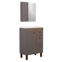 Ver imagem 1 de Conjunto Gabinete e Espelho para Banheiro com Pé 60 Cm Ariel