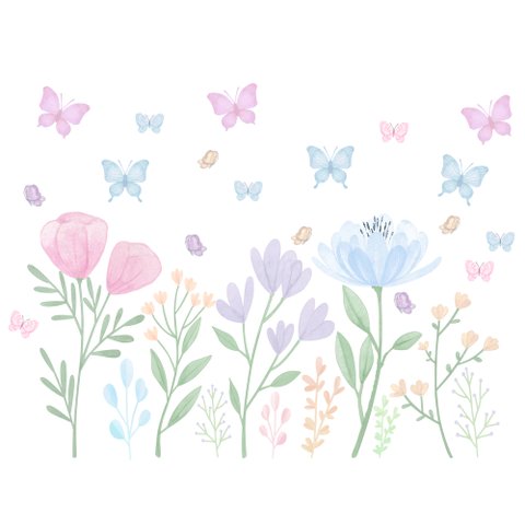 Adesivo de Parede Infantil Jardim de Flores - Candy Color