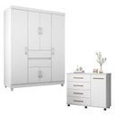 Ver imagem 1 de Cômoda Flora e Guarda Roupa Solteiro Ecom 2 Branco Flex - Demóbile