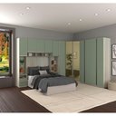 Ver imagem 1 de Guarda Roupa Canto Casal Com Vidro Reflecta Crema Com Verde
