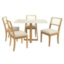 Ver imagem 2 de Sala Jantar Mesa Elma Premium Madeira Maciça C/ Tampo Madeirado C/ Vidro 120x80cm e 4 Cadeiras Lola