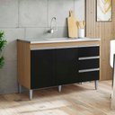 Ver imagem 4 de Balcão para Pia Andréia 120 Cm 2 Portas Amendoa Preto Ajl