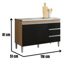 Ver imagem 3 de Balcão para Pia Andréia 120 Cm 2 Portas Amendoa Preto Ajl