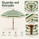 Ver mais imagens de Guarda Sol para Praia Área Externa Reforçado de Metal e Plástico com Franja Decorativa Listra Verde