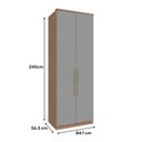 Ver imagem 3 de Guarda Roupa 2 Portas 3 Gavetas 2450mm Setiba Plus Rimo Carvalho/fendi