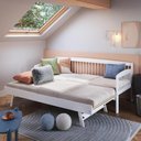 Ver mais imagens de Sofá-cama com Cama Auxiliar de Madeira Maciça para Colchão 78x188cm Multimóveis Cr35275