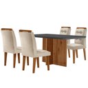 Ver imagem 2 de Sala de Jantar Mesa Olimpia 120CM MDF Vidro Canto Copo com 4 Cadeiras Carol Moderna