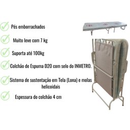 Cama Dobrável Abre Fecha Solteiro Portátil Descanço - 3