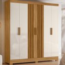 Ver imagem 1 de Guarda Roupa Casal Ambiente Valença 6 Portas Freijó Off White – Moval