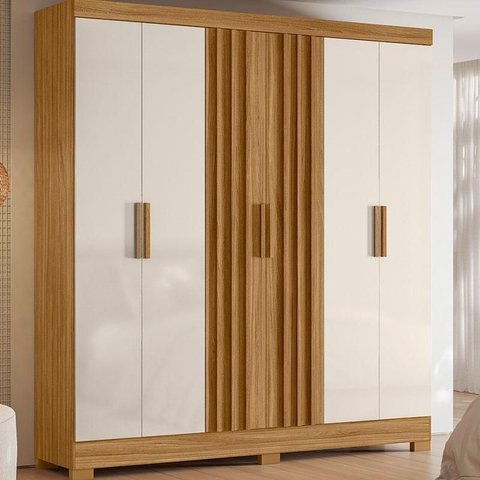 Guarda Roupa Casal Ambiente Valença 6 Portas Freijó Off White – Moval