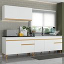 Ver imagem 3 de Armário de Cozinha Compacta 270cm Veneza Multimóveis V2076 Branco/Dourado