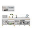 Ver imagem 6 de Armário de Cozinha Compacta 270cm Veneza Multimóveis V2076 Branco/Dourado