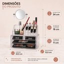 Ver imagem 5 de Organizador de Maquiagem com Espelho 4 Gavetas 16 Divisorias Acrilico Transparente