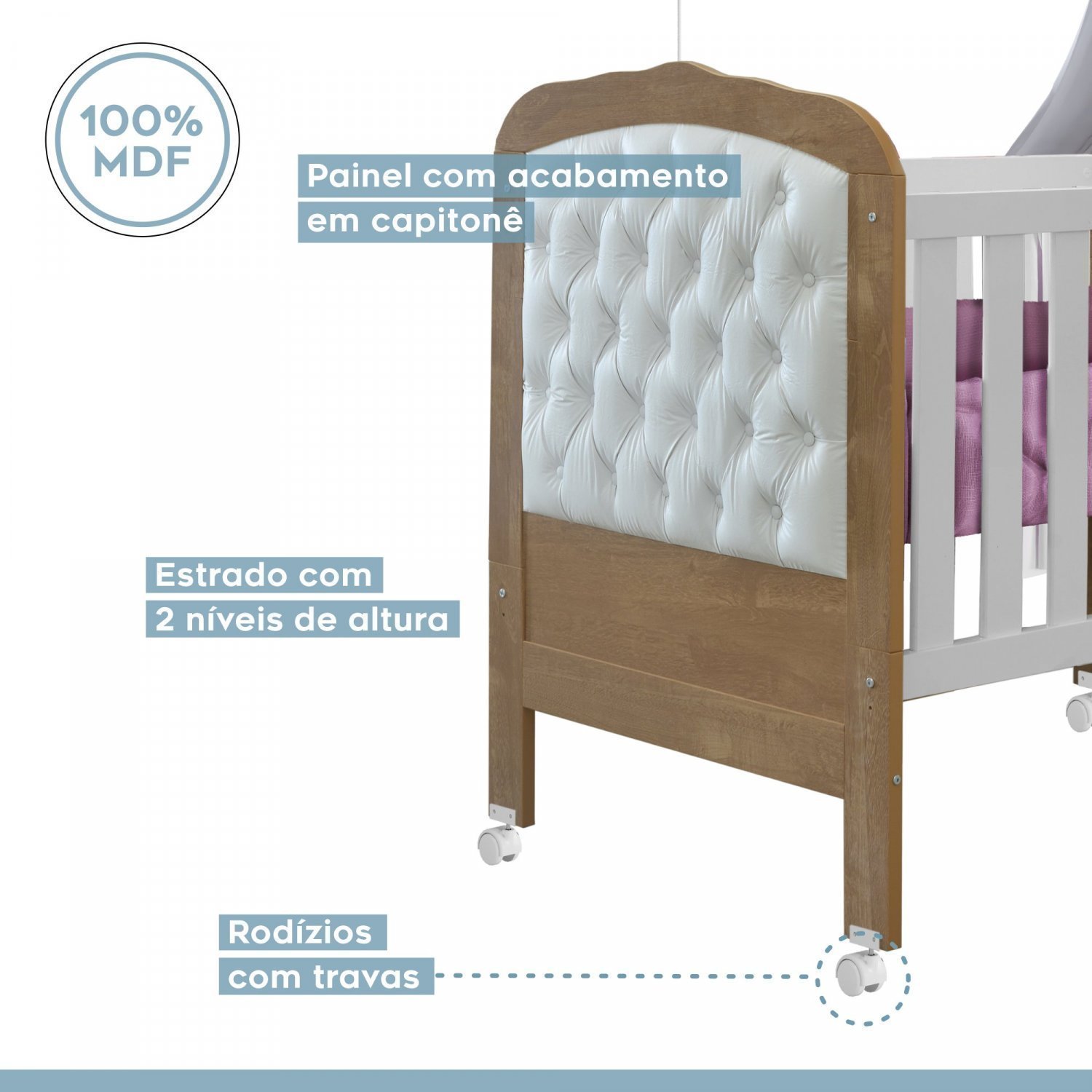 Quarto de Bebê com Berço Mini Cama Allegra Cômoda Soft e Guarda-Roupa 3 Portas Life Tigus Baby - 6