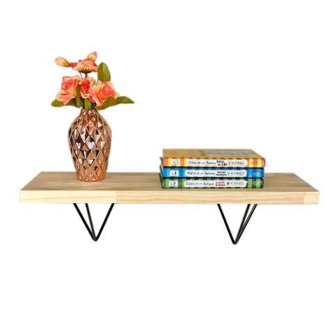 Prateleira de Parede Pirâmide 60cm Natural e Preto